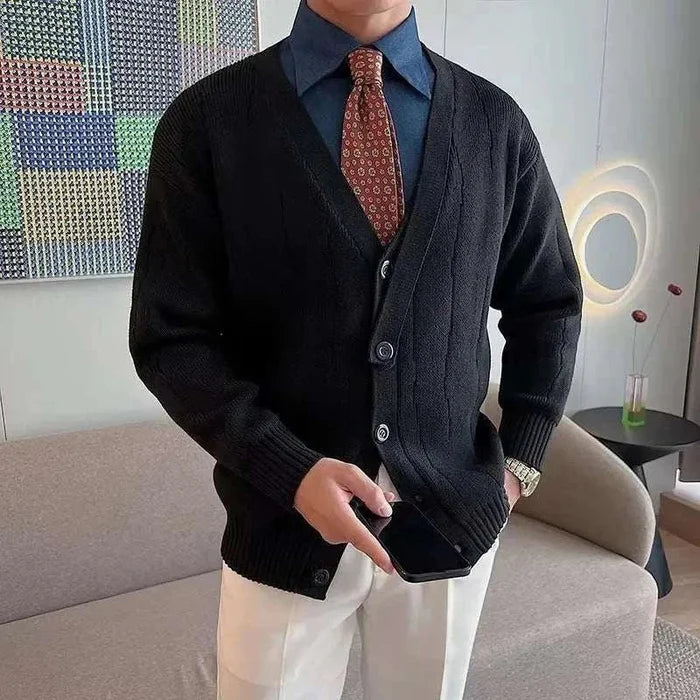 Retro v-shape winter cardigan - AntoniosClothing - Brown