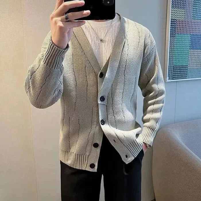 Retro v-shape winter cardigan - AntoniosClothing - Brown