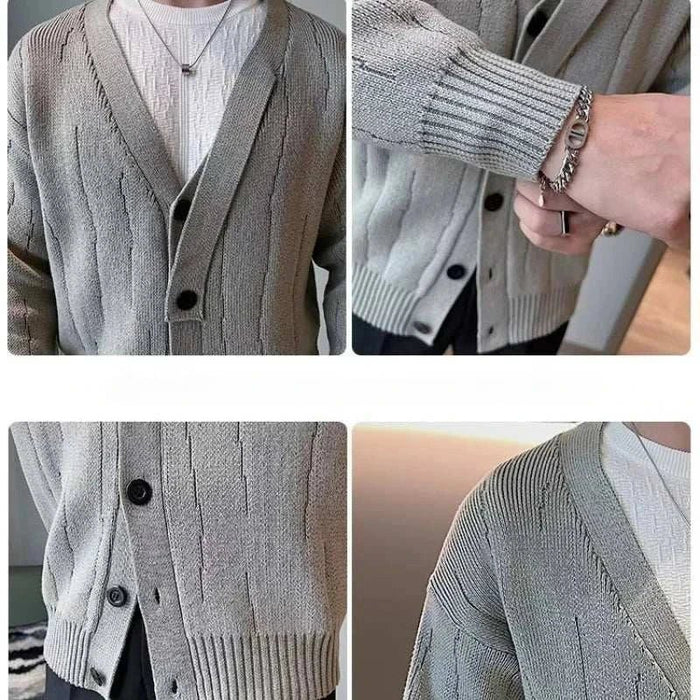 Retro v-shape winter cardigan - AntoniosClothing - Brown