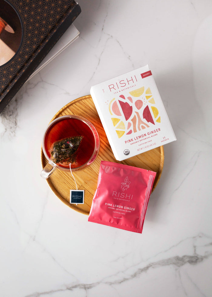 Rishi Tea Pink Lemon Ginger Organic Herbal Tea Sachets
