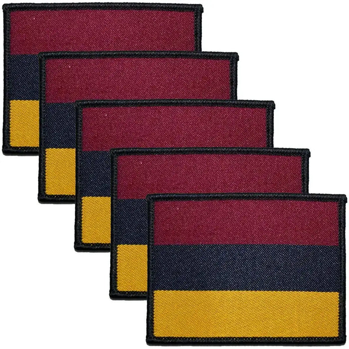 Set of five Royal Army Medical Corps TRF Hook & Loop patches featuring regulation color bands for military apparel and accessories. 5 Pack from  John Bull Clothing
