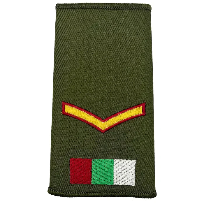 RAMS Olive Green Rank Slide featuring single chevron and tricolor patch, ideal for British Army personnel in medical services. Lance Corporal from  John Bull Clothing