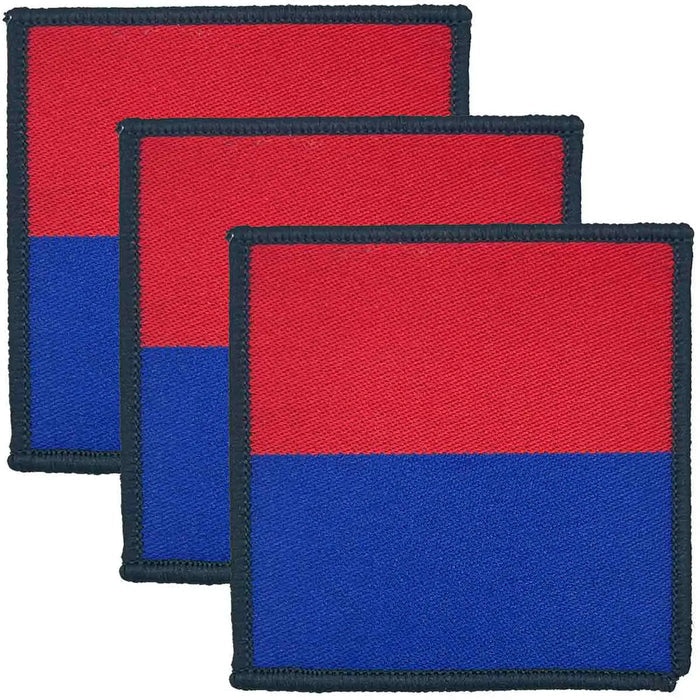 Set of three Royal Artillery TRF patches with hook & loop backing in red and blue, regulation pattern by John Bulls for military uniforms. 3 Pack from  John Bull Clothing