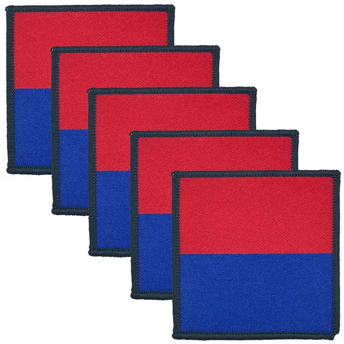 Pack of five Royal Artillery Flash Iron or Sewn On TRFs in red and blue, regulation military uniform patches from John Bull Clothing. 5 Pack from  John Bull Clothing