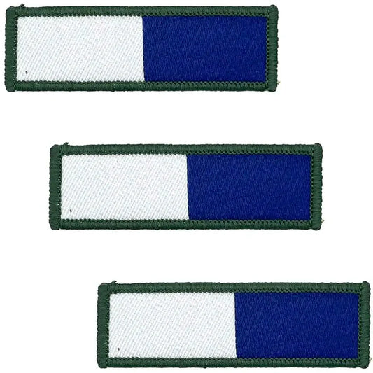 Royal Signals TRF - Iron or Sewn On Flash by John Bulls featuring blue and white cotton patches with green border, regulation military uniform accessory. 3 Pack from  John Bull Clothing