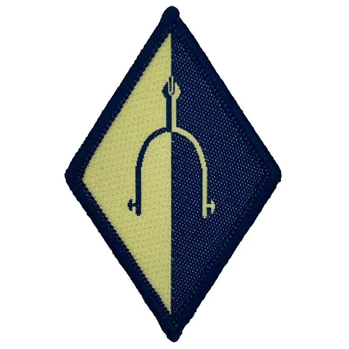 Single Royal Wessex Yeomanry Military TRF patch with regulation blue and yellow design and central spur symbol, ideal for military uniforms. 1 Flash from  John Bull Clothing