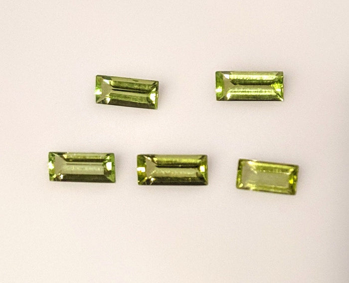 Sale!!! Lot of 5, Natural Genuine Pakistani Peridot, 7x3 Baguette, 2.05tcw VVS, Loose Stone, August Birthstone, Bulk Stones