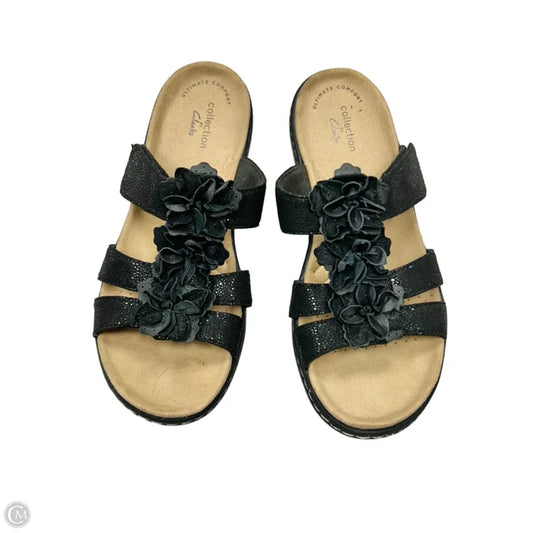 Sandals Flats By Clarks In Black, Size: 6.5