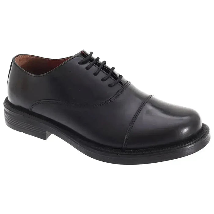 Scimitar Mens Capped Oxford Cadet Parade Black Shoe - John Bull Clothing  from  John Bull Clothing