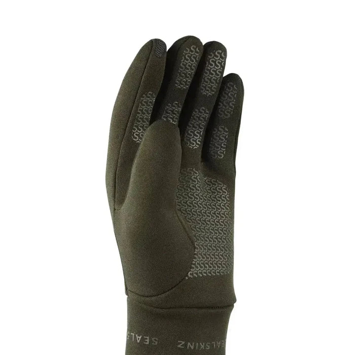 SealSkinz Acle Water Repellent Nano Fleece Glove featuring a textured grip pattern on the palm and touchscreen-compatible fingertips.  from  John Bull Clothing