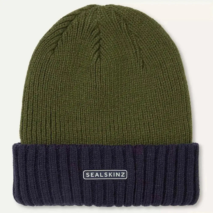 Sealskinz Bacton Waterproof Cold Weather Roll Cuff Beanie - John Bull Clothing Olive/Navy from  John Bull Clothing
