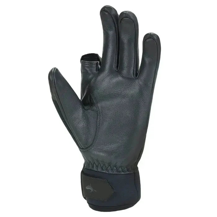 Back view of Sealskinz Broome Waterproof All Weather Shooting Glove showing black leather palm and trigger finger design for enhanced grip.  from  John Bull Clothing