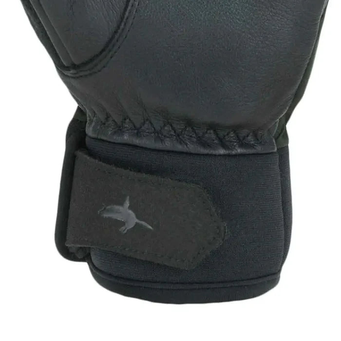 Close-up of Sealskinz Fordham Waterproof All Weather Hunting Glove wrist strap with secure fastening for a snug fit and improved comfort during hunting.  from  John Bull Clothing