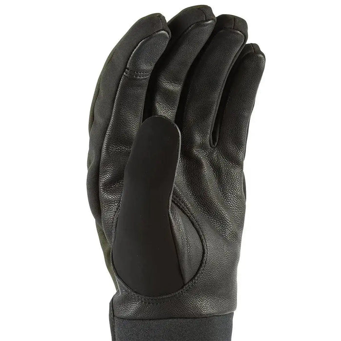 Palm view of SealSkinz Kelling Waterproof Gloves All Weather Insulated, showcasing textured leather grip and ergonomic thumb design.  from  John Bull Clothing