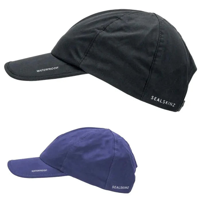 Sealskinz Waterproof All Weather Baseball Cap in black and navy, designed for durability and protection against rain. Stylish and functional outdoor headwear.  from  John Bull Clothing