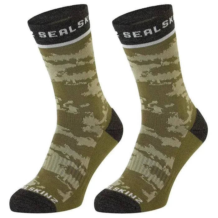 Sealskinz Reepham Mid Length Jacquard Socks - John Bull Clothing Olive/Grey Marl from  John Bull Clothing