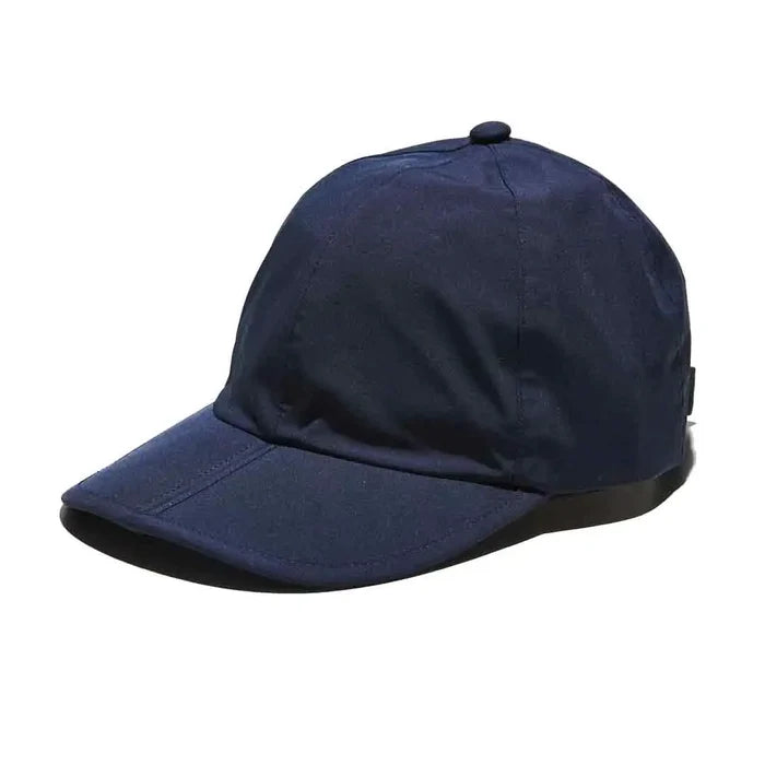 Navy Sealskinz Salle Waterproof Foldable Peak Cap with curved brim and structured crown, ideal for outdoor wear in all weather conditions. Navy Blue from  John Bull Clothing