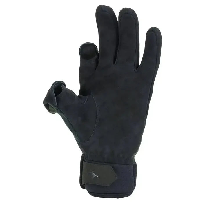Sealskinz Stanford Waterproof All Weather Sporting Glove with a black palm grip and foldable trigger finger, perfect for shooting and outdoor activities.  from  John Bull Clothing