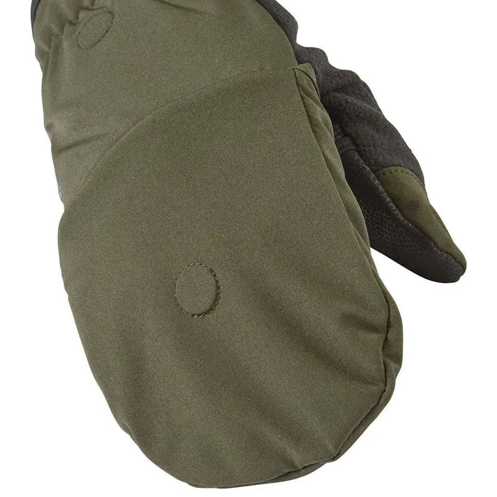 Detailed view of the mitten cover on the SealSkinz Walpole Convertible Mitt, showcasing windproof fabric and secure fastening for warmth.  from  John Bull Clothing
