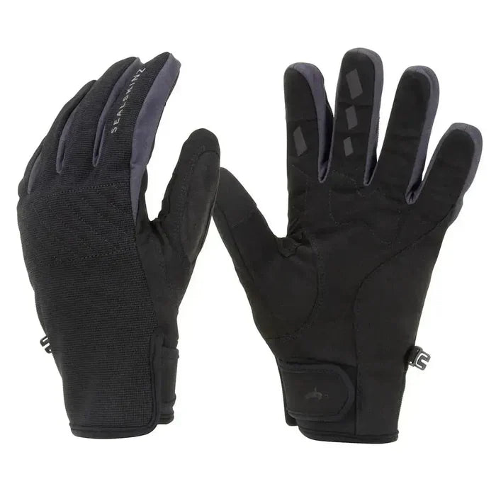 Black Sealskinz Waterproof All Weather Gloves with Fusion Control, front and back view. Waterproof, breathable, and designed for maximum grip. Black from  John Bull Clothing