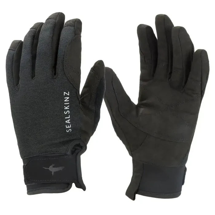 Pair of black Sealskinz Waterproof All Weather Gloves with reinforced palms and breathable fabric, perfect for outdoor activities. Black from  John Bull Clothing