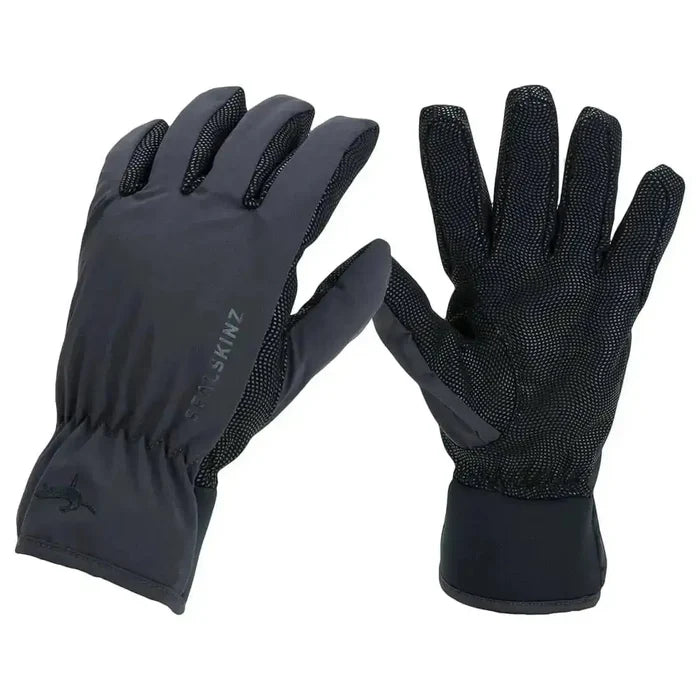 Sealskinz Waterproof All Weather Lightweight Gloves in black and grey, featuring a breathable, 100% waterproof design with a textured grip palm.  from  John Bull Clothing