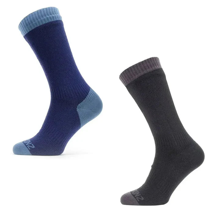 Sealskinz Waterproof Warm Weather Mid Length Socks in black and navy color options. Designed with a three-layer construction for breathability and moisture control.  from  John Bull Clothing