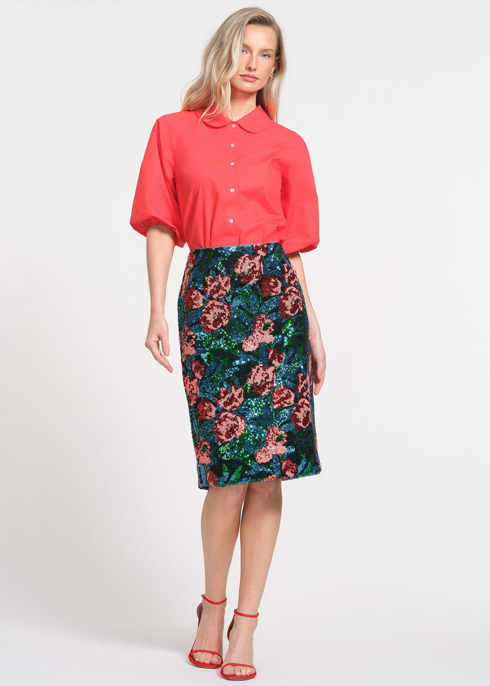 Sequin Floral Midi length Skirt