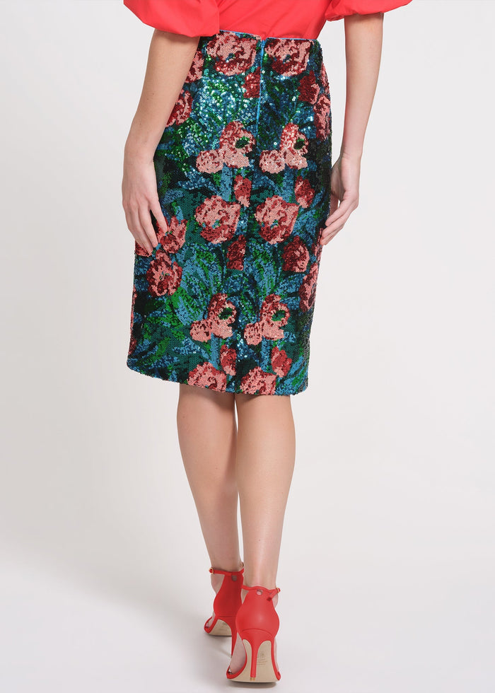Sequin Floral Midi length Skirt