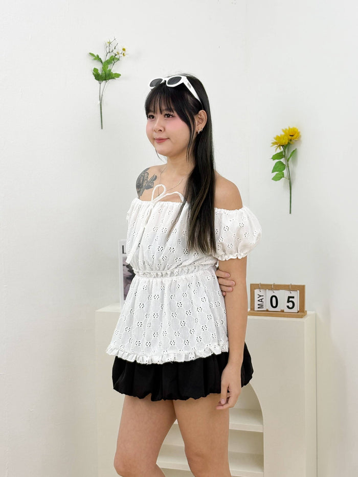 Seraphina Peplum Top (White)
