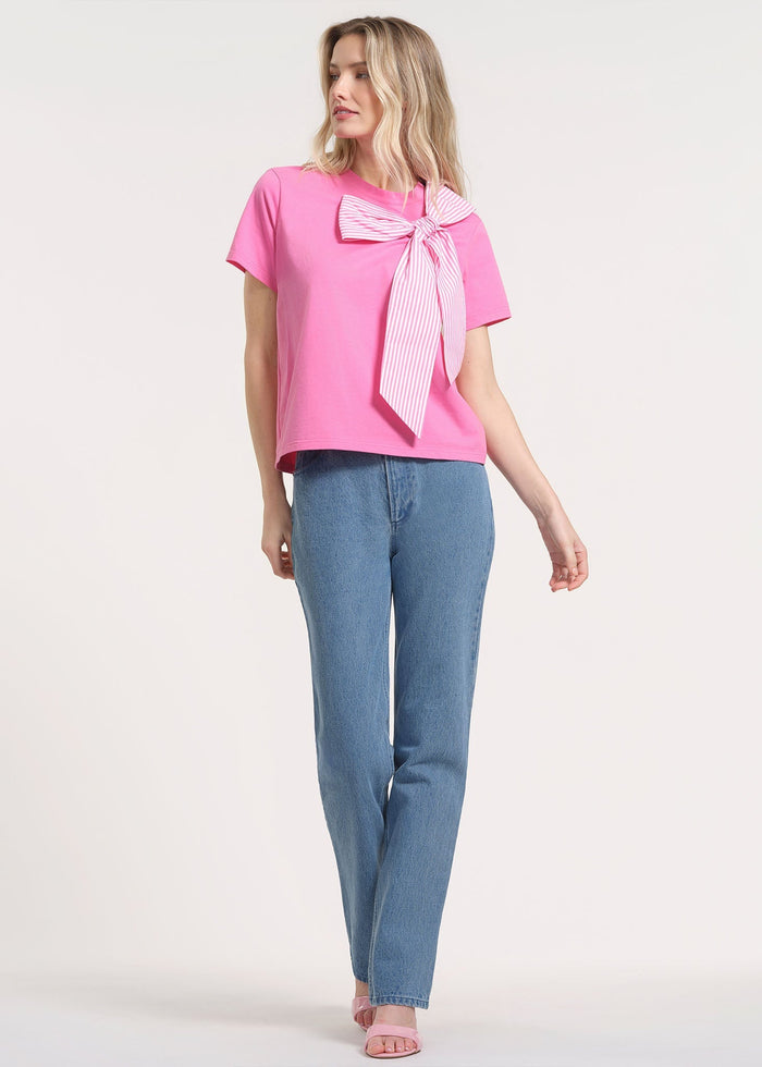 Short Sleeve Bow Neck T-Shirt