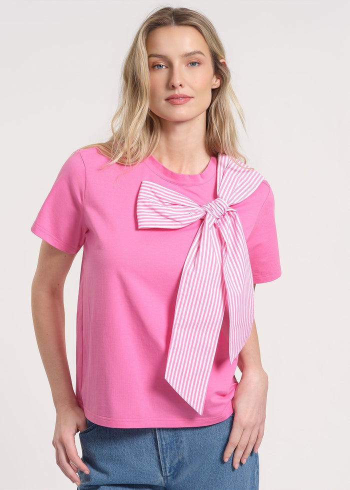 Short Sleeve Bow Neck T-Shirt