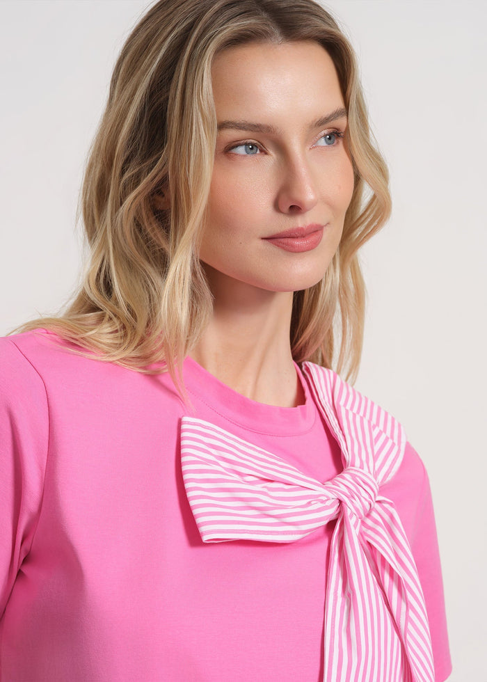 Short Sleeve Bow Neck T-Shirt