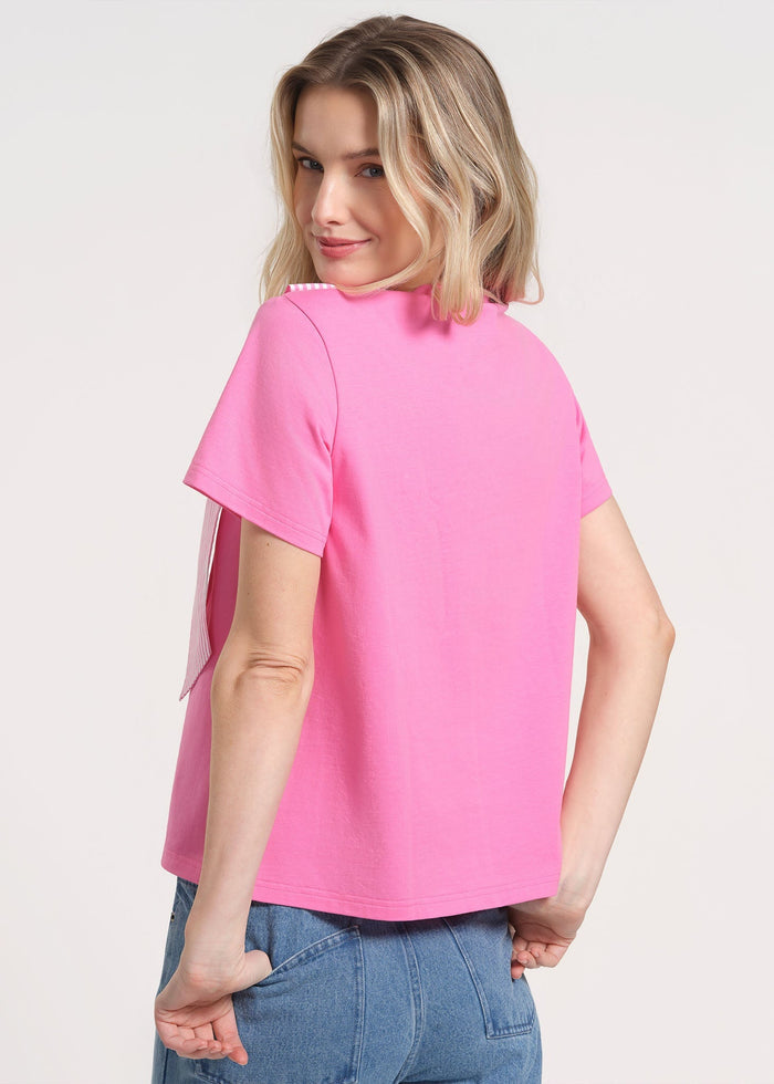 Short Sleeve Bow Neck T-Shirt