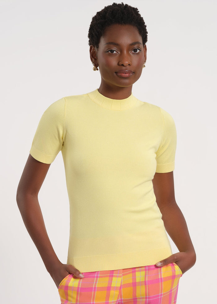 Short Sleeve Mock Neck Sweater