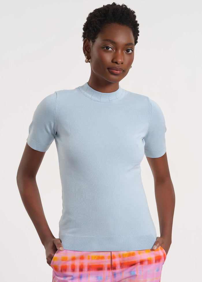 Short Sleeve Mock Neck Sweater