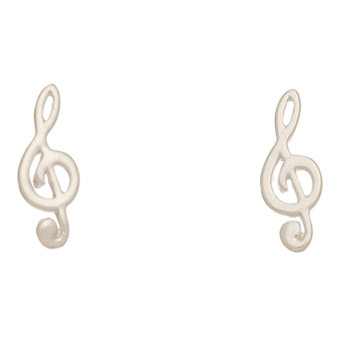Silver Treble Clef Stud Earrings