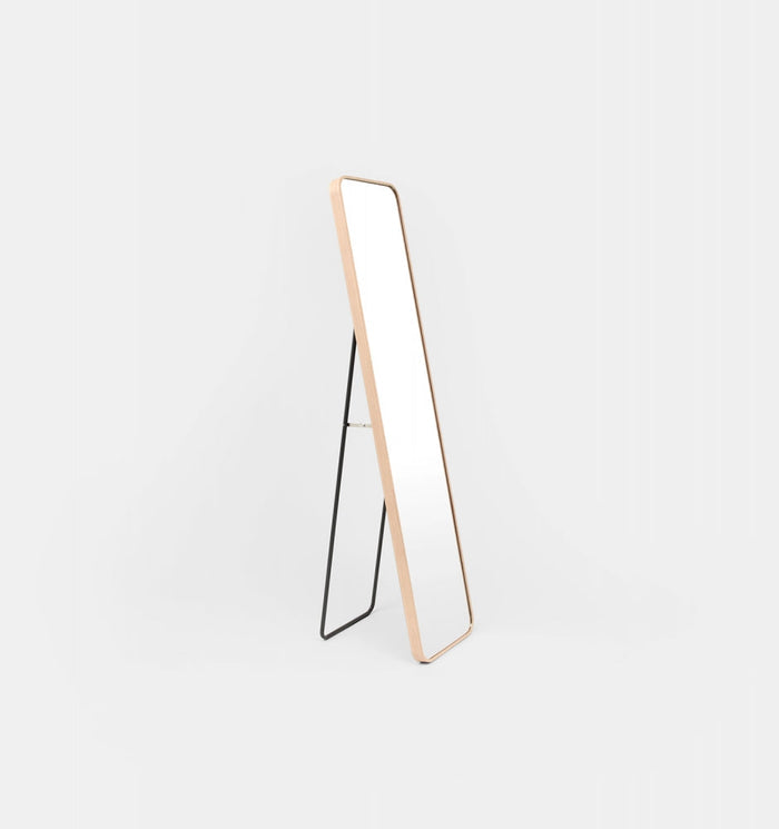 Simplicity Curved Freestanding Mirror | Oak Frame