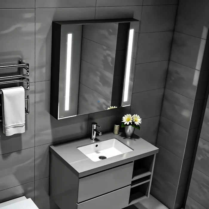 Matte Black Bathroom Mirror Cabinet | Buy Online India - Glazonoid