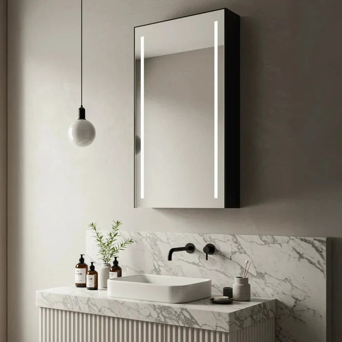 Matte Black Bathroom Mirror Cabinet | Buy Online India - Glazonoid