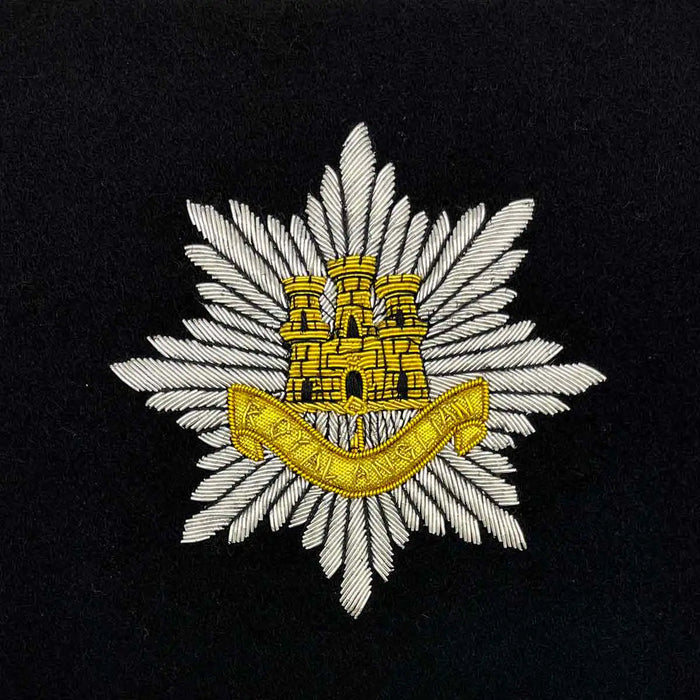 Royal Army Service Corps embroidered badge with a gold castle emblem on a silver starburst background. Suitable for framed military presentations. Royal Anglian from  John Bull Clothing