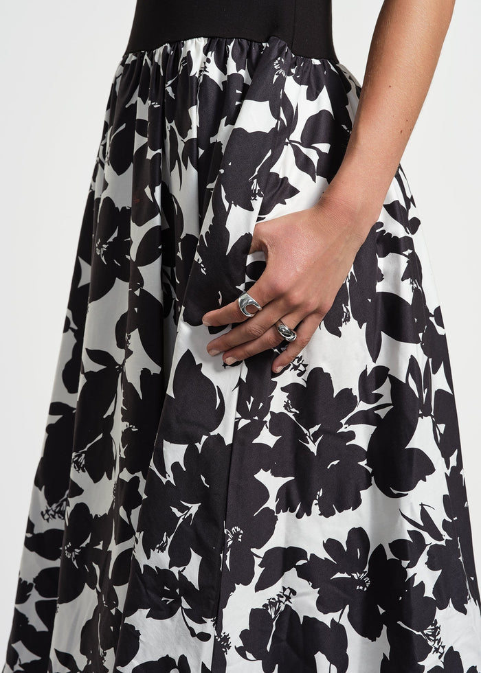 Sleeveless Ponte Combo Midi Dress