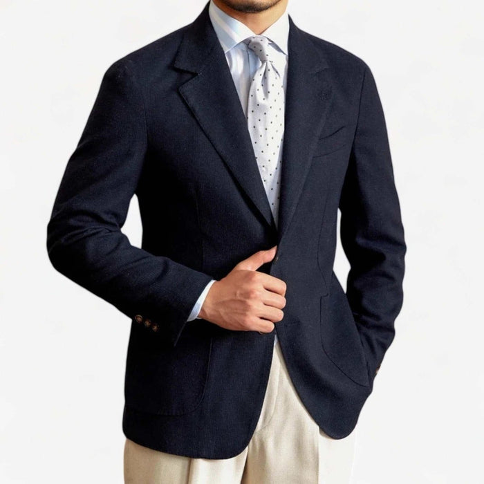 Slim fit cotton-linen blend jacket - AntoniosClothing - Beige