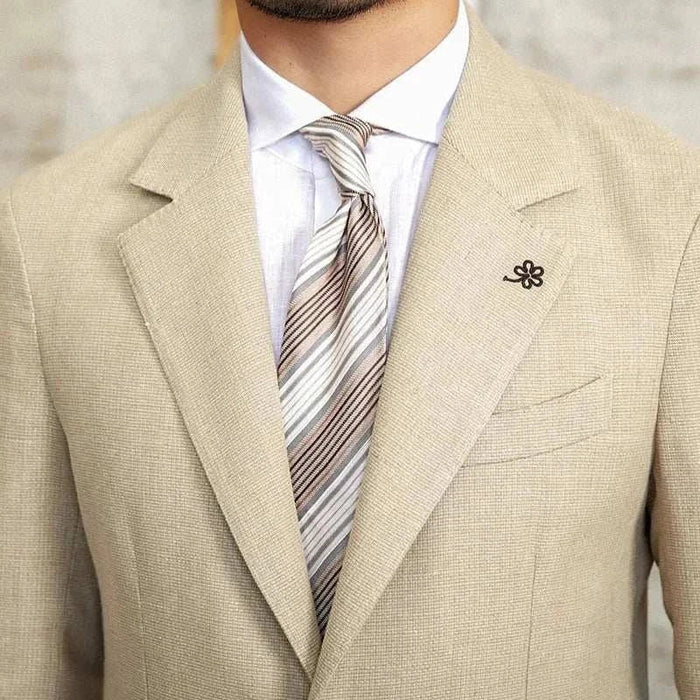 Slim fit cotton-linen blend jacket - AntoniosClothing - Blue