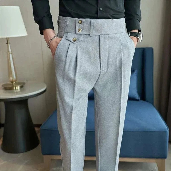 Slim fit suit elegant pants - AntoniosClothing - Blue