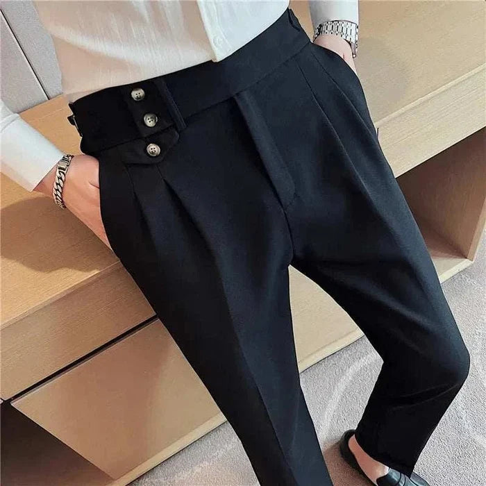 Slim fit suit elegant pants - AntoniosClothing - Blue