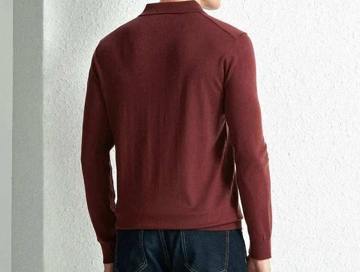 Slim fit wool autumn sweater - AntoniosClothing - Coral Red