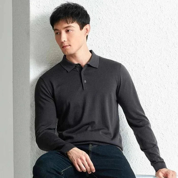 Slim fit wool autumn sweater - AntoniosClothing - Dark Grey