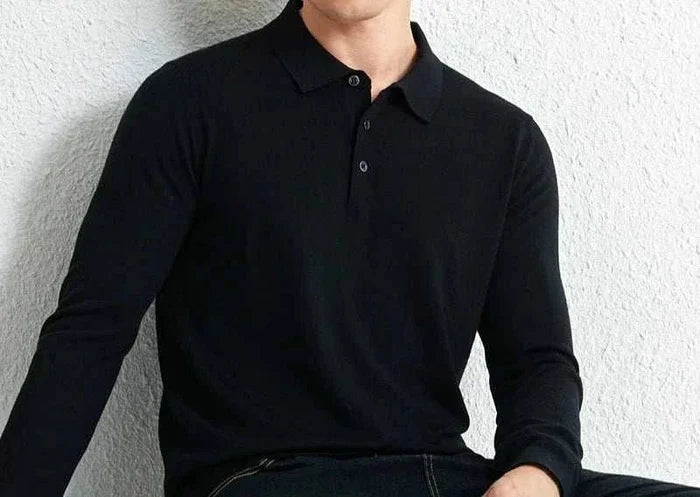 Slim fit wool autumn sweater - AntoniosClothing - Black