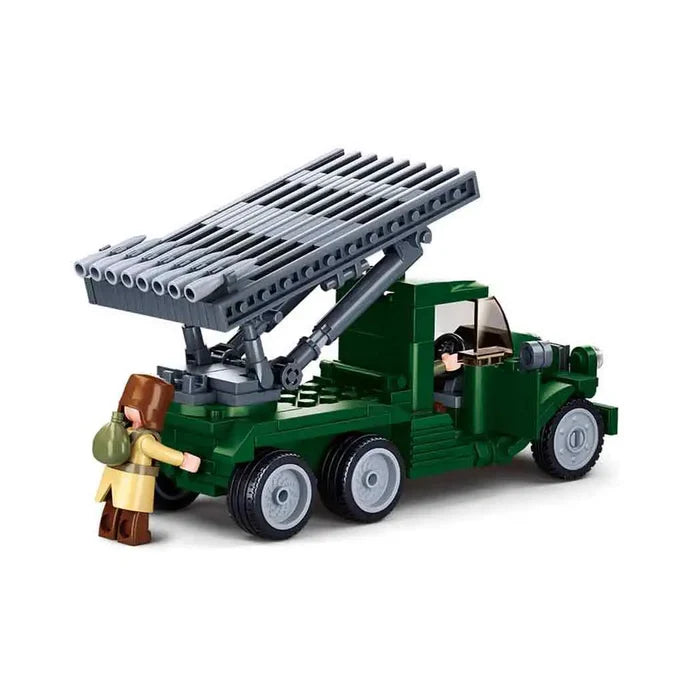 Rear view of Sluban Battle of Budapest Russian Rocket Launcher toy set featuring rotating missile launcher and mini-figure interaction for imaginative play.  from  John Bull Clothing